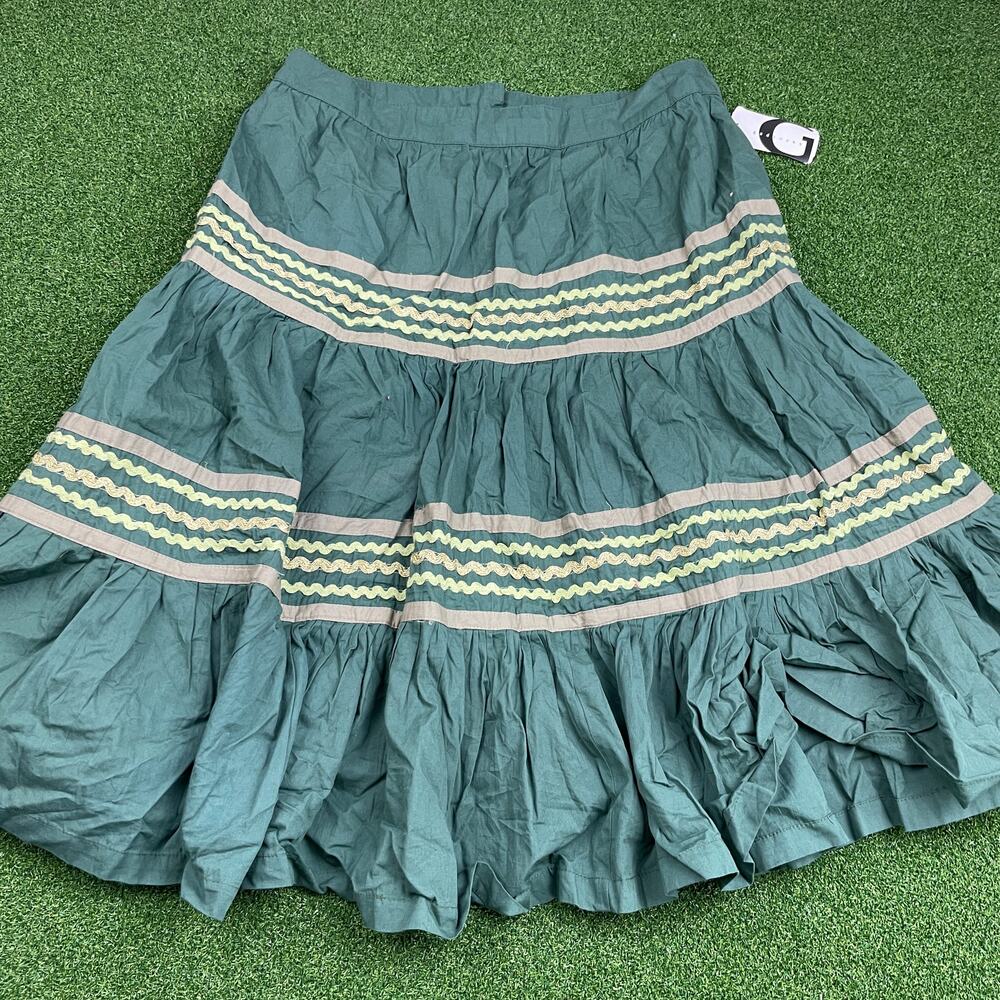 Vintage Gadzooks Teal Boho Western Mexican Patio Skirt Sz XS NEW